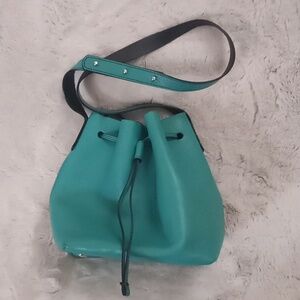 Ava Rossi Handmade Supple Italian Leather Mediterraenean Teal Bucket Cinch Bag